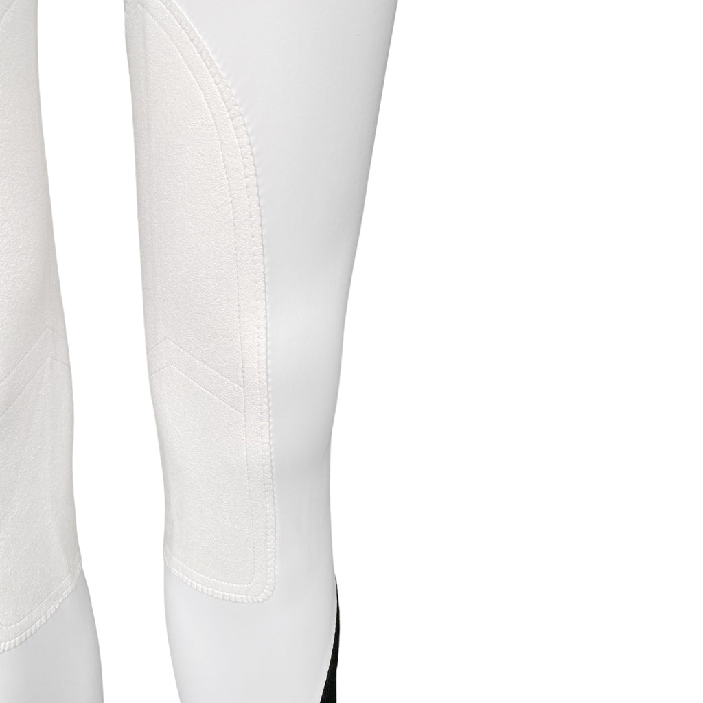 Signature riding breeches with knee patches, leather, white