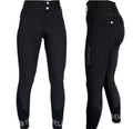 Signature riding breeches with knee patches, leather, black
